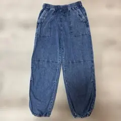 デニムイージーパンツ レディース 飾りボタン付き　Lサイズ