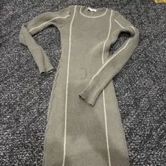 ZARA カーキ　ミディワンピース