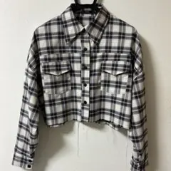 EMODA チェック柄 クロップドシャツ