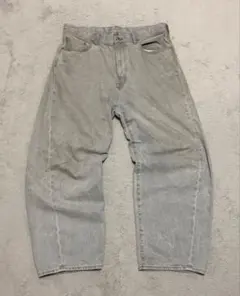 ライトグレー ワイドレッグデニムパンツ