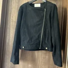 Chico ノーカラー　スエードライクジャケット