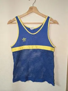 R*ん様 adidas オリジナルス メッシュタンクトップ 青/黄色