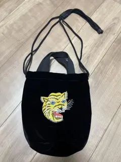 Houston ショルダーバッグ 虎 福 別珍 ブラック