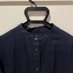 無印良品　スタンドカラーワンピース　ダークネイビー