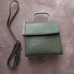 グリーン クロコダイル風 ショルダーバッグ