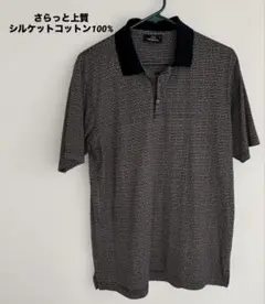 JIM THOMPSON メンズ半袖ポロシャツ S シルケットコットン 総柄