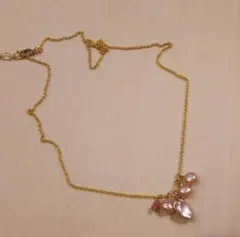 #120 ピンクの淡水パール春ネックレス