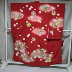 5-051 (保管品) 七五三 7歳 正絹 本身絵羽着物 襦袢付き 比翼つき