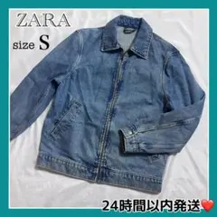 極美品✨ZARA メンズ デニムジャケット ウォッシュ加工 フルジップ S