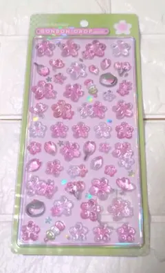 【匿名配送】ボンボンドロップシール　桜　緑台紙