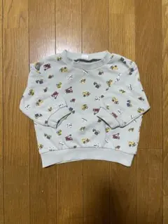 車 総柄 水色 トレーナー 80