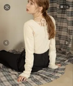 hinari 混色設計上衣 米色