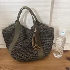 カゴバッグ　しまむら　カーキ