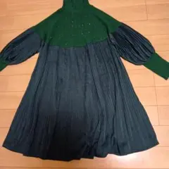 ニット＆プリーツチュニックワンピース