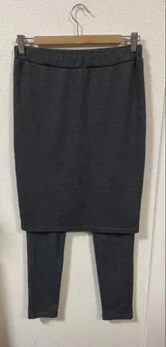 【3818】BLISS POINT スカート付き レギンス L チャコールグレー