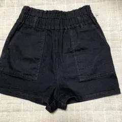 レディース　キュロット　パンツ　フリーサイズ　ネイビー　ページボーイ