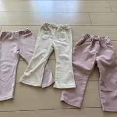 コーデュロイパンツ　ピンク　白　90