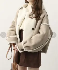 Heather ヘザー　リバーシブル　ムートン　ボア　コート　ショート