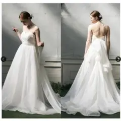 【dress production】オーガンジーサテン バックトレーンドレス