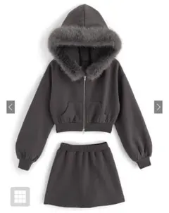 GRL チャコール フード付きセットアップ