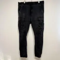 エイチアンドエム カーゴパンツ 無地 3L相当 黒 コットン カジュアル