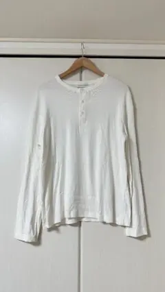 ZARA ヘンリーネック ロンT L 白 長袖 カットソーのサムネイル