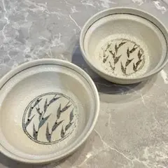 美品 たち吉 ボウル 中鉢 皿 昭和レトロ 2枚 ペア 葉 実 模様 匿名配送