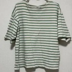WEGO ストライプ Tシャツ M ホワイト/グリーン