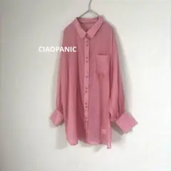 CIAOPANIC チャオパニック シャツ シアー シースルー ピンク 丈長め
