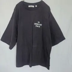 ニコアンド バックプリント Ｔシャツ クルーネック 五分袖 4 黒 綿 休日