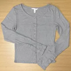 H&M エイチアンドエム リブ編み カーディガン ライトグレー S