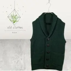 b0287 AND A ダークグリーン ニット ベスト えり付き カジュアル