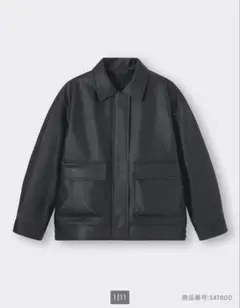 GU フェイクレザーオーバーサイズジャケット ブラック S