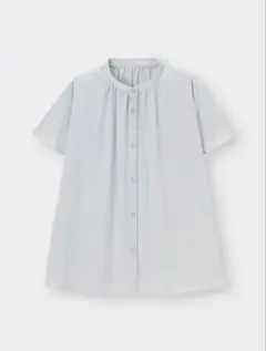★新品未使用　GU エアリーバンドカラーシャツ（半袖）　02ライトグレーのサムネイル