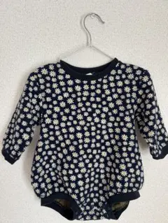 美品　デイジー 紺色　ロンパース 80