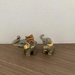 象の置物 2体セット 金彩 陶器製A - メルカリ