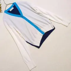 INED イネド 配色カーディガン 7 白 青のサムネイル