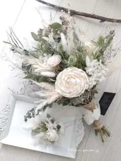 ●ドライフラワーブーケ＊前撮り＊ウェディングフォト＊ブライダルブーケ＊ブートニア