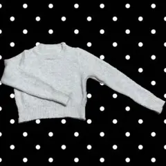 アイボリー クルーネック 長袖ニットセーター