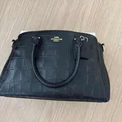 COACH クロコ型押し 2way トートバッグ ショルダー レザー 黒 - メルカリ