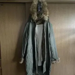 オリーブグリーン モッズコート フリース内側