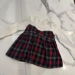 プティマイン 赤チェック柄 トップス