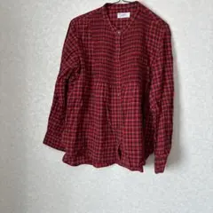 studio CLIP チェック柄 長袖ブラウス レッド系