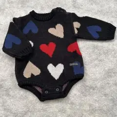 BREEZEハート柄ニットロンパース