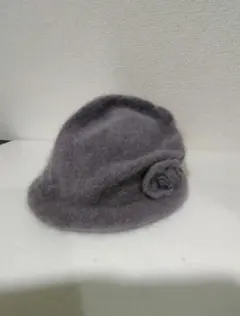 グレー アンゴラ混 ニット帽 フリーサイズ