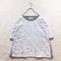 ノアールレーベル/F/白×灰/刺繍/チュニックブラウス/花柄/レース/カジュアルのサムネイル