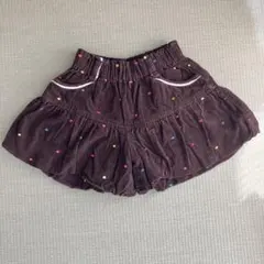 ダークブラウン ドット柄 コーデュロイ ショートパンツ