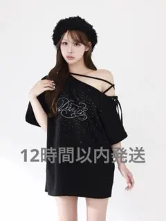 Darich ダーリッチ ワンショルダーグラフィックビッグTシャツ ブラックのサムネイル