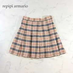 repipi armario レピピ チェック プリーツ スカパン ベージュ