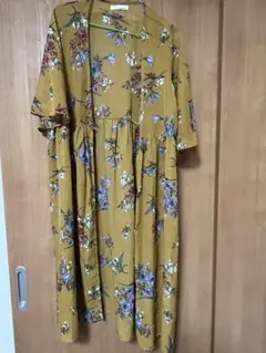 [値下げ！]AFRICATAROフラワープリントロングカーディガン F イエロー